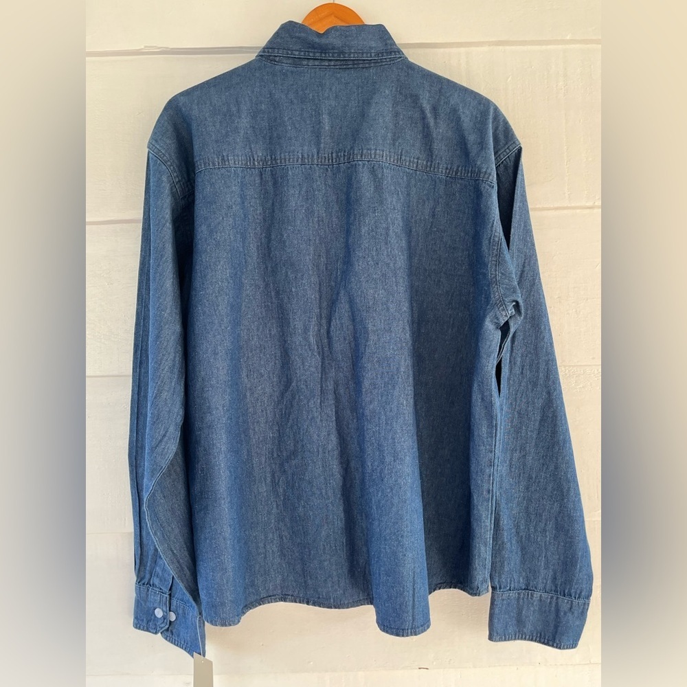 Woodland Creak VTG Men's Blue Denim Shirt 100% Cotton Fall L NWT - Picture 2 of 9